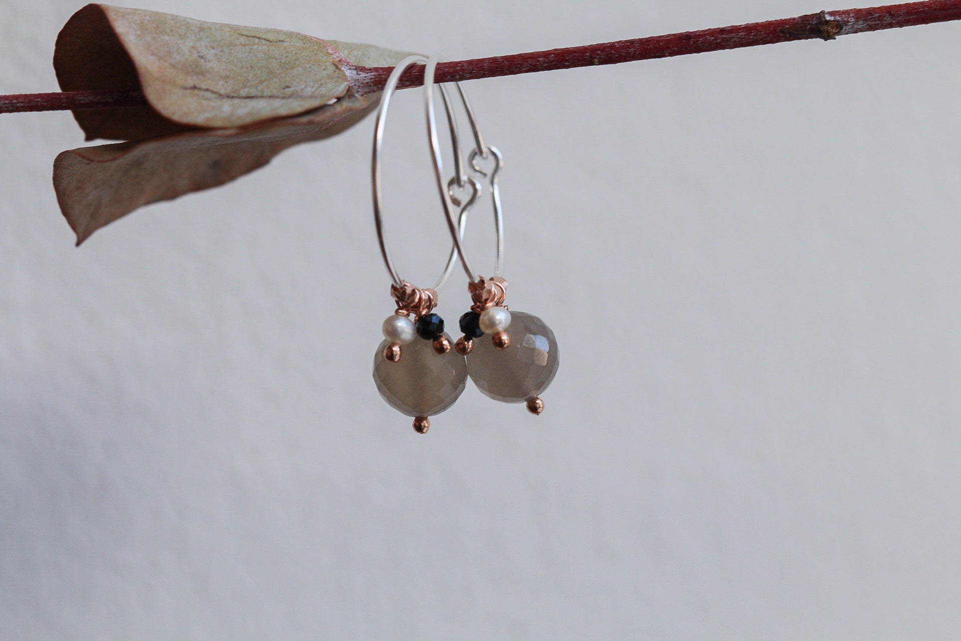 Mondstein Creolen Bicolor Rubi - schneckenhaus-schmuck